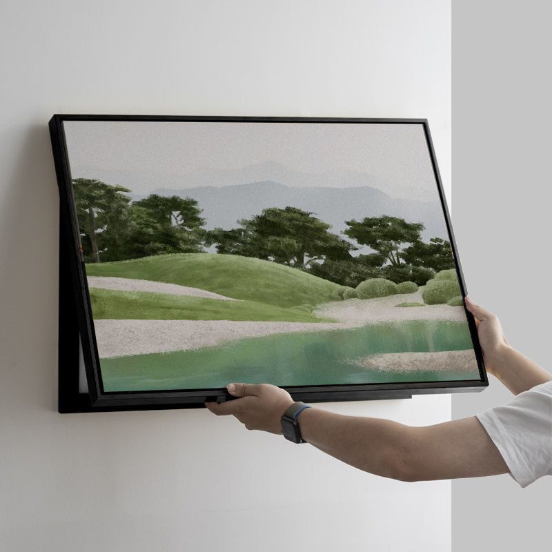 Mount Fuji peizažo dekoratyvinis paveikslas elektros skaitiklio dėžutei – horizontali, įrėmintas, šiuolaikinis minimalistinis stilius