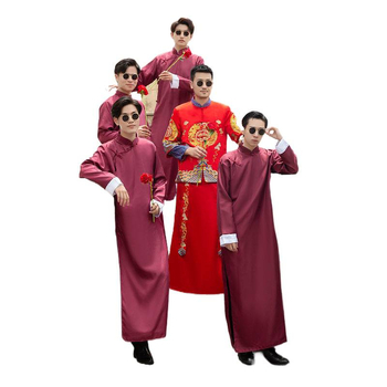 Шаферски смокинг в китайски стил, Corduroy и Rabbit-Hair плат, зима 2024, мъжки