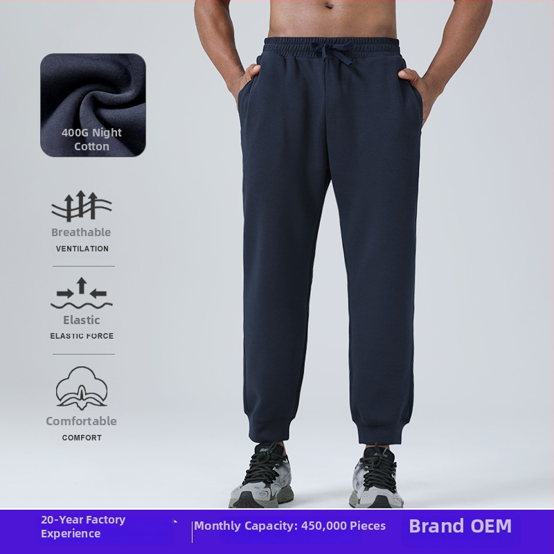 Unisex laisvalaikio sportinės kelnės su vidurine juosmeniu, medvilnės-poliesterio-spandekso audinys, kvėpuojantis, tinkamos rudeniui ir žiemai