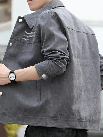 Muško velur jakna s reverom, uski kroj, jednobrodno zatvaranje, dugi rukavi, bočne džepove, casual vanjska odjeća