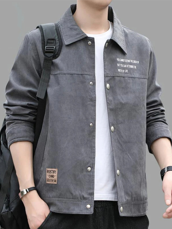 Muško velur jakna s reverom, uski kroj, jednobrodno zatvaranje, dugi rukavi, bočne džepove, casual vanjska odjeća