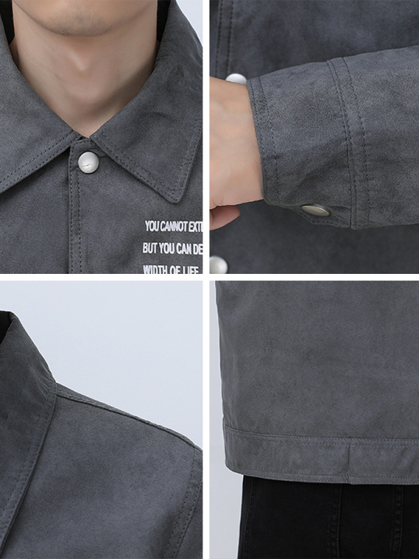 Muško velur jakna s reverom, uski kroj, jednobrodno zatvaranje, dugi rukavi, bočne džepove, casual vanjska odjeća