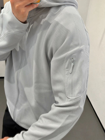 Muška jesen-zimska jakna s kapuljom, waffle tkanina, otporna na vjetar, zatvarač, stojeći ovratnik