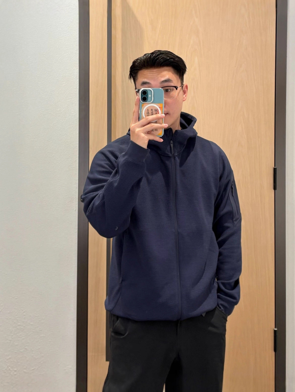 Muška jesen-zimska jakna s kapuljom, waffle tkanina, otporna na vjetar, zatvarač, stojeći ovratnik