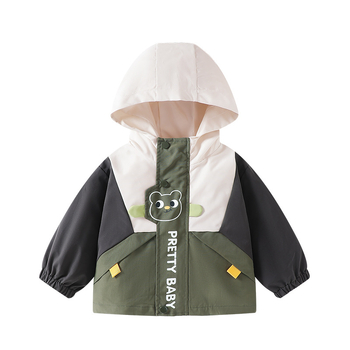 Geacă cu glugă pentru copii, unisex, toamnă, poliester, imprimeu desen animat, fermoar, 1-3 ani