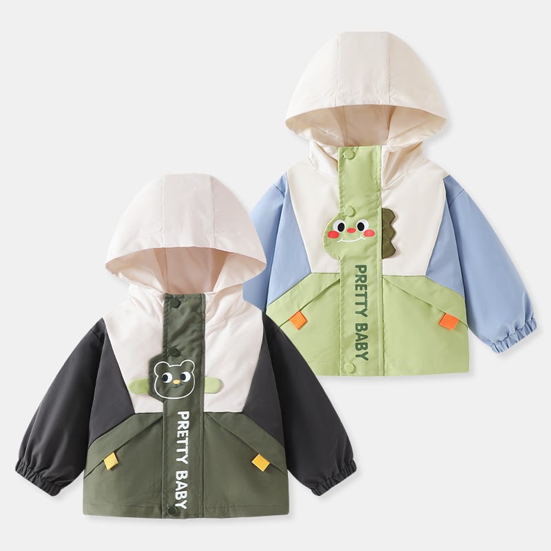 Geacă cu glugă pentru copii, unisex, toamnă, poliester, imprimeu desen animat, fermoar, 1-3 ani