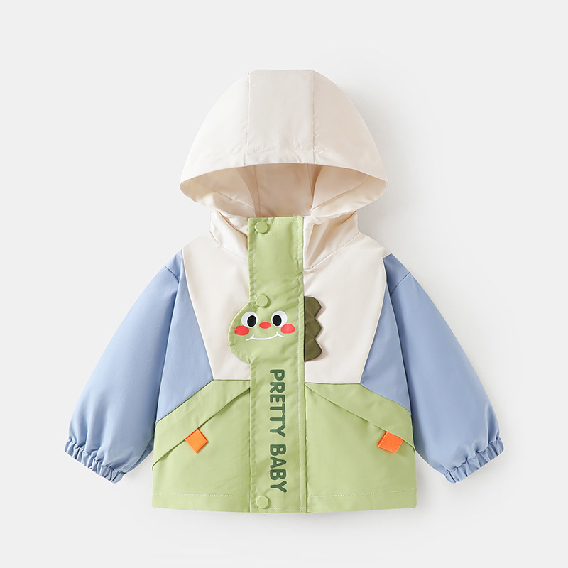 Geacă cu glugă pentru copii, unisex, toamnă, poliester, imprimeu desen animat, fermoar, 1-3 ani