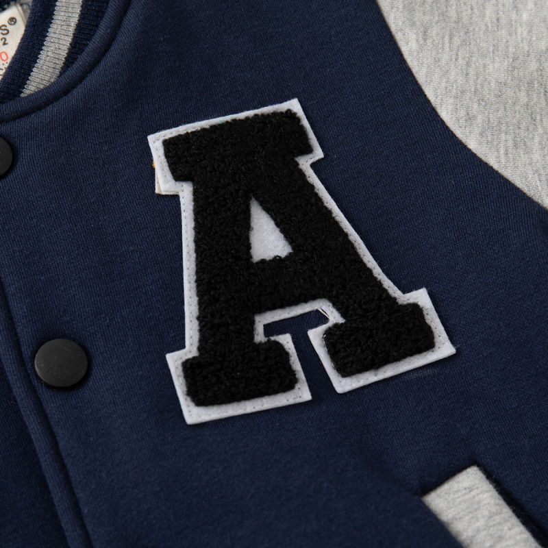 Jachetă baseball pentru copii din fleece, guler în V, închidere cu nasturi, croială lejeră, pentru vârste 3–8 ani