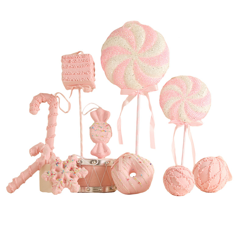 Χριστουγεννιάτικο κρεμαστό σε σχήμα χιονονιφάδας με λολιπάκι-ραβδί, υλικό Bubble, γιορτινό στυλ, συσκευασία μονή