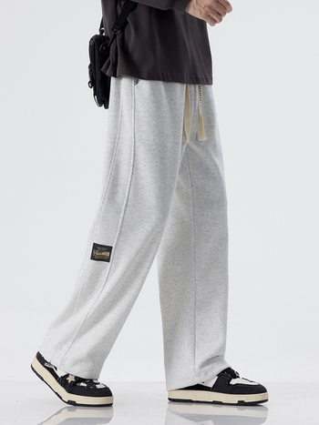 Vyriskos medvilnės mišinio sportinės kelnės su tiesia kirpte, vidutinio juosmens, raištelis