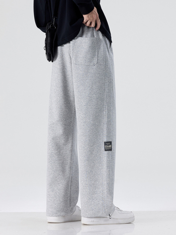 Vyriskos medvilnės mišinio sportinės kelnės su tiesia kirpte, vidutinio juosmens, raištelis