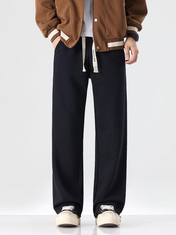 Vyriskos medvilnės mišinio sportinės kelnės su tiesia kirpte, vidutinio juosmens, raištelis