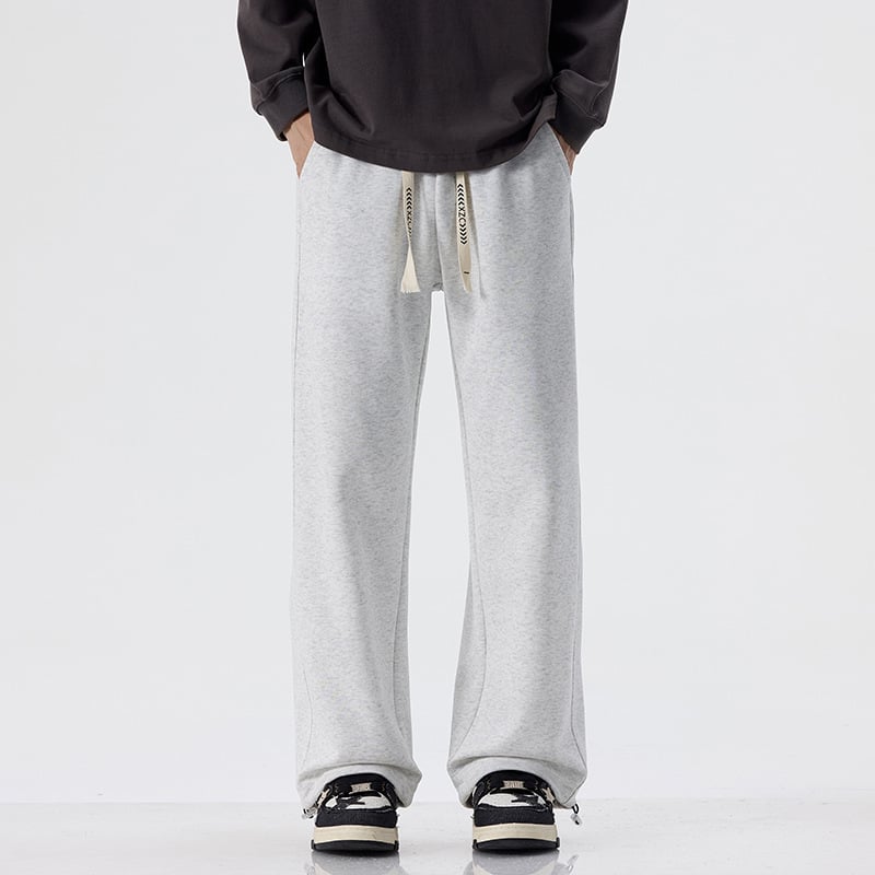 Vyriskos medvilnės mišinio sportinės kelnės su tiesia kirpte, vidutinio juosmens, raištelis