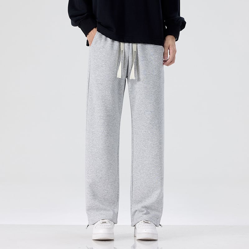 Vyriskos medvilnės mišinio sportinės kelnės su tiesia kirpte, vidutinio juosmens, raištelis