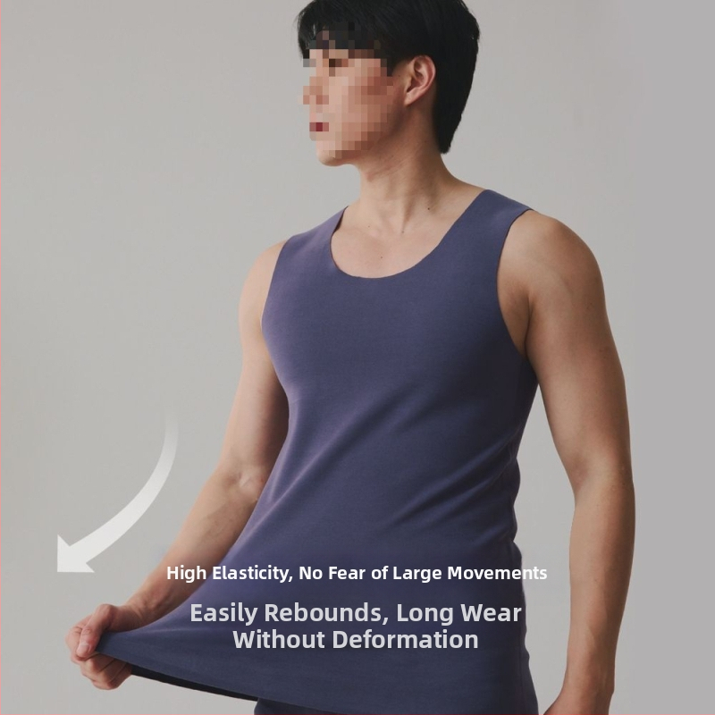 Vīriešu termālā veste ar Y formu, bezšuvju, 100% kokvilna, pašsildojošs iekšējais slānis, pavasaris 2024