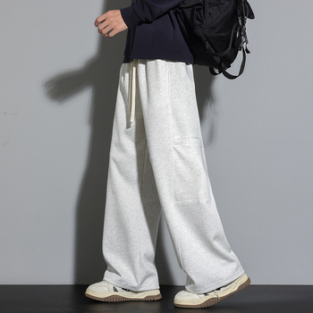 Vyrų laisvai dėvimos sportinės kelnės, aukštos juosmens, tiesus kirpimas, 65% medvilnė 35% poliesteris, mikroelastingumas