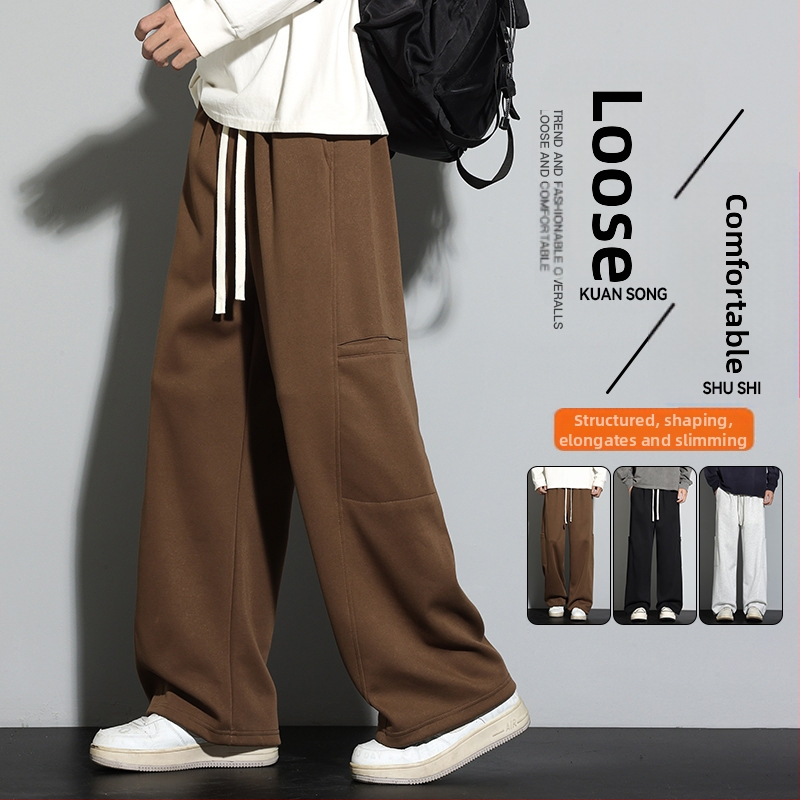 Vyrų laisvai dėvimos sportinės kelnės, aukštos juosmens, tiesus kirpimas, 65% medvilnė 35% poliesteris, mikroelastingumas