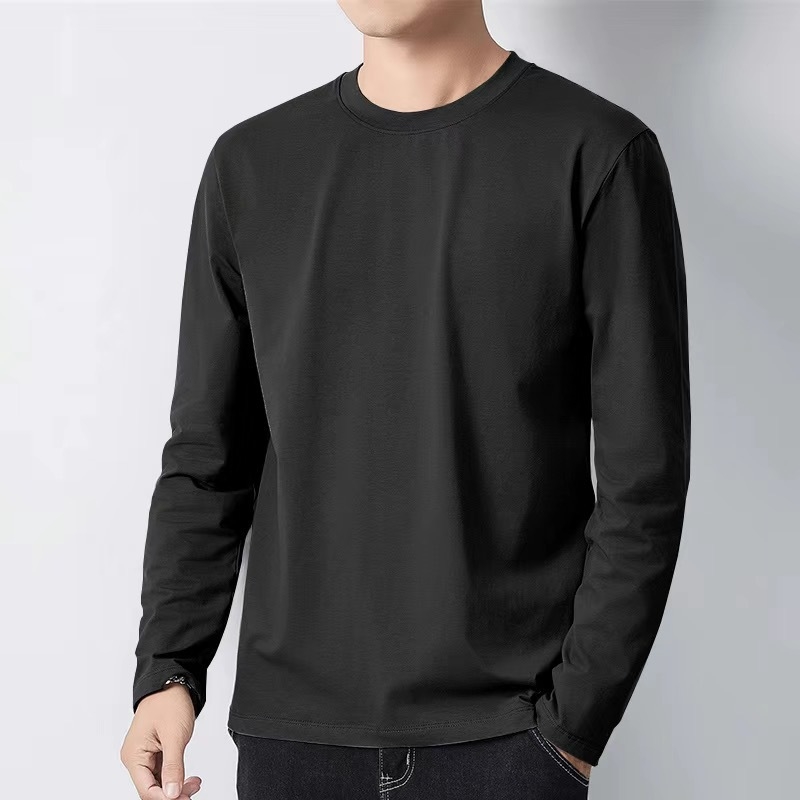 Vyrų ilgomis rankovėmis marškinėliai, Basic Popular stilius, Milk Silk audinys, sudėtis 96%+, apvalus kaklo iškirpimas, laisvas kirpimas.