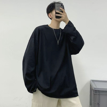 Vyrų ilgių rankovių marškinėliai su apvaliu kaklu, Milk Silk audinys, poliesterio turinys 96%+, laisvas kirpimas