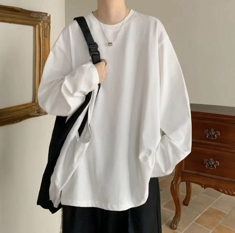 Vyrų ilgių rankovių marškinėliai su apvaliu kaklu, Milk Silk audinys, poliesterio turinys 96%+, laisvas kirpimas