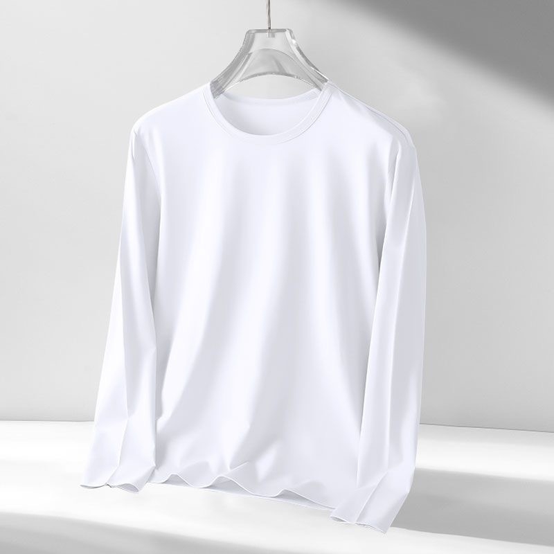 Vyrų ilgių rankovių marškinėliai su apvaliu kaklu, Milk Silk audinys, poliesterio turinys 96%+, laisvas kirpimas