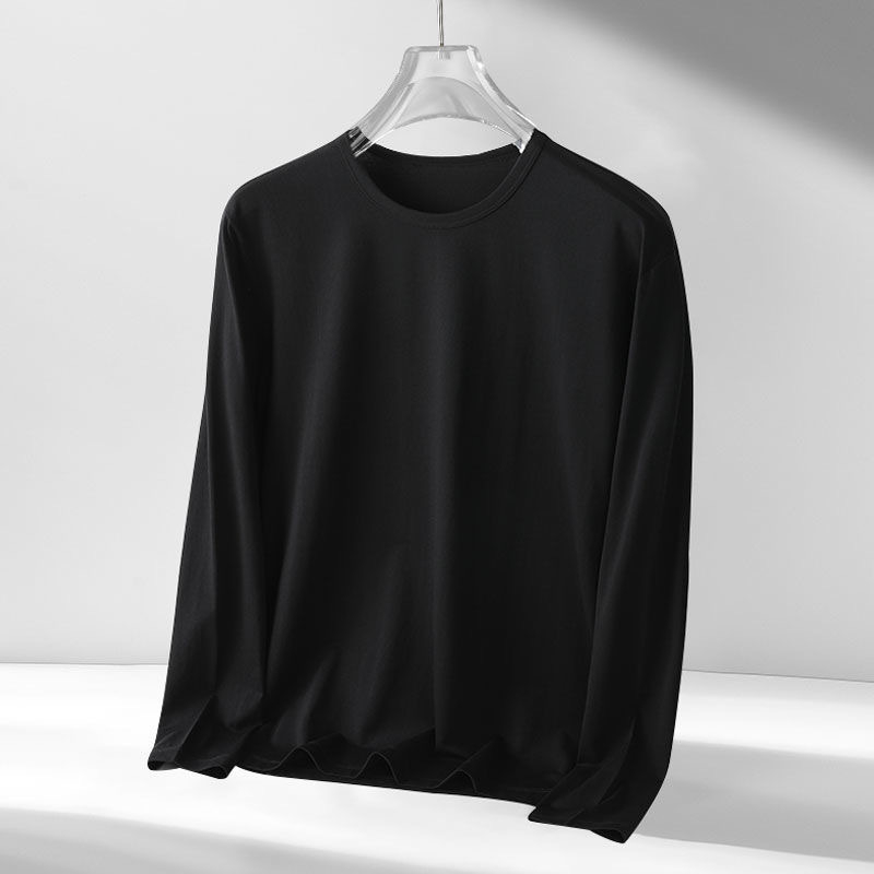Vyrų ilgių rankovių marškinėliai su apvaliu kaklu, Milk Silk audinys, poliesterio turinys 96%+, laisvas kirpimas