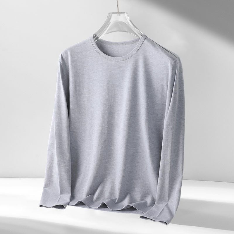Vyrų ilgių rankovių marškinėliai su apvaliu kaklu, Milk Silk audinys, poliesterio turinys 96%+, laisvas kirpimas