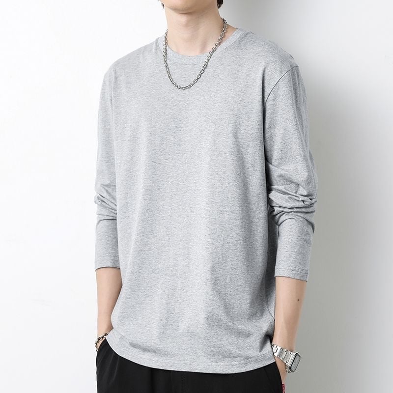 Vyrų ilgomis rankovėmis marškinėliai, laisvas kirpimas, apvali kaklo linija, Milk Silk audinys, Poliesteris 96%+