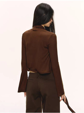 Moterų ilgų rankovių jogos palaidinė su varpiniu rankovėmis, laisvas kirpimas, liemens ilgis, audinys 85% Tencel + 15% lino