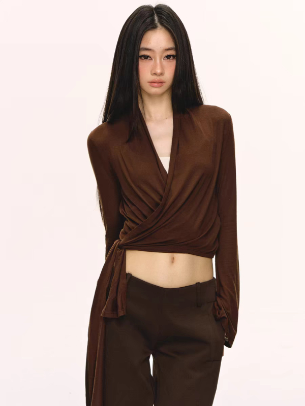 Moterų ilgų rankovių jogos palaidinė su varpiniu rankovėmis, laisvas kirpimas, liemens ilgis, audinys 85% Tencel + 15% lino