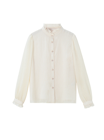 Košulja od šifona s embosiranom teksturom, apstraktan uzorak, udoban kroj, stojeći ovratnik