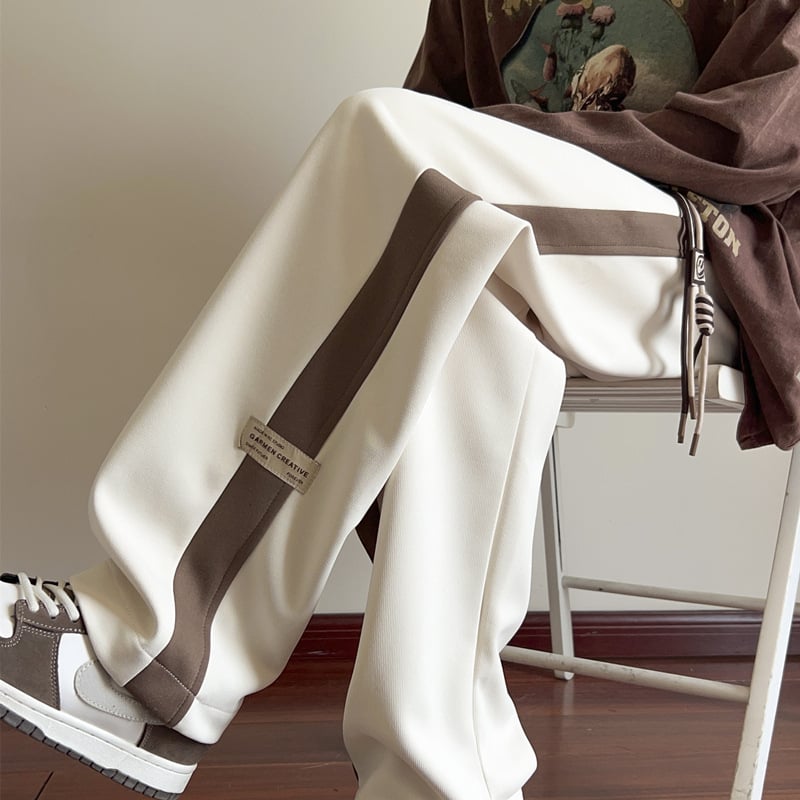 Kasdienės sportinės kelnės, laisvo kirpimo, vidurio juosmuo, plonas elastinis audinys, dryžių raštas, vasarai paaugliams berniukams