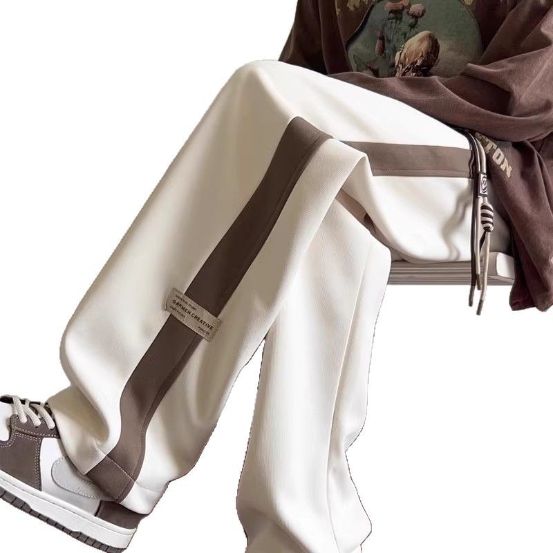 Ежедневни спортни панталони, свободен силует, средна талия, тънък еластичен плат, райета (лято; тинейджърски момчета)