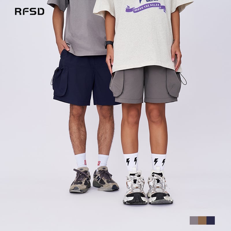 RFSD Vyrų sportiniai šortai su raišteliu – 100% poliesteris, vandeniui atsparūs, su daug kišenių, pavasaris–vasara 2025
