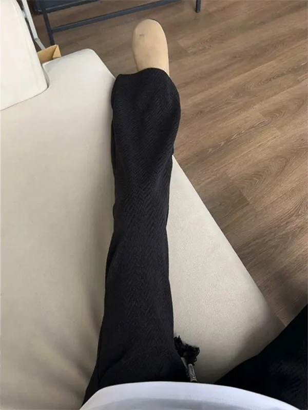 Мъжки Chenille трикотажни спортни панталони, средна талия, закопчаване с връзки, 100% полиестер, прави крачоли