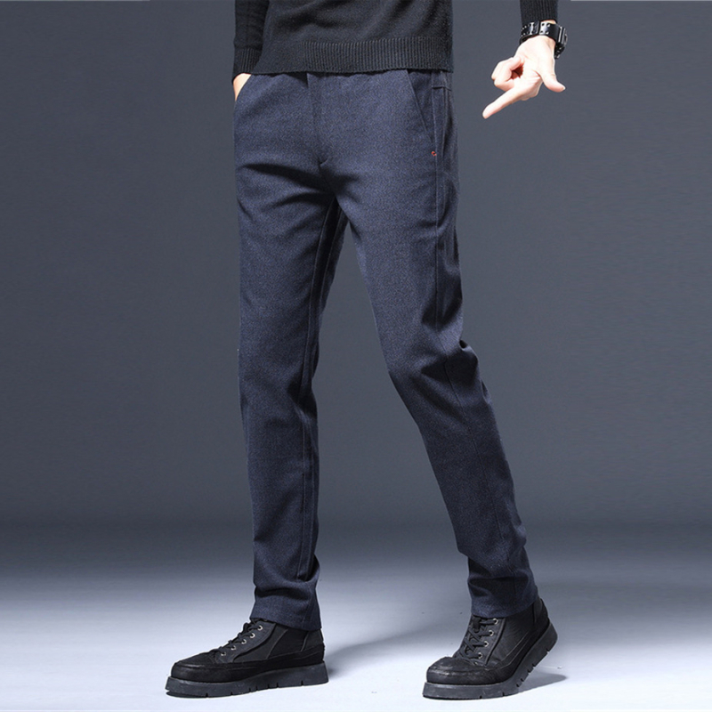 Мъжки спортно-елегантни панталони – права кройка, тесен силует, средна талия, полиестрова смес