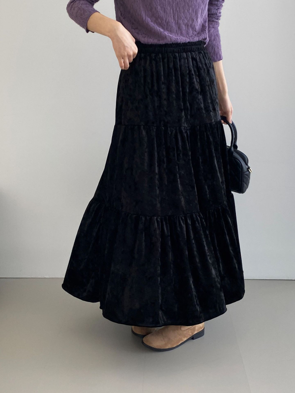 А-образна пола за жени, намачкана текстура, полиестер, 95%+ полиестер, дълга пола