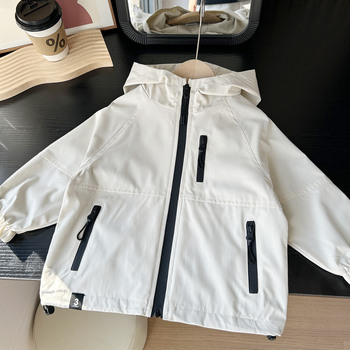 Jachetă pentru copii trei în unu, cu glugă, fermoar, mâneci lungi, guler rotund – primăvară