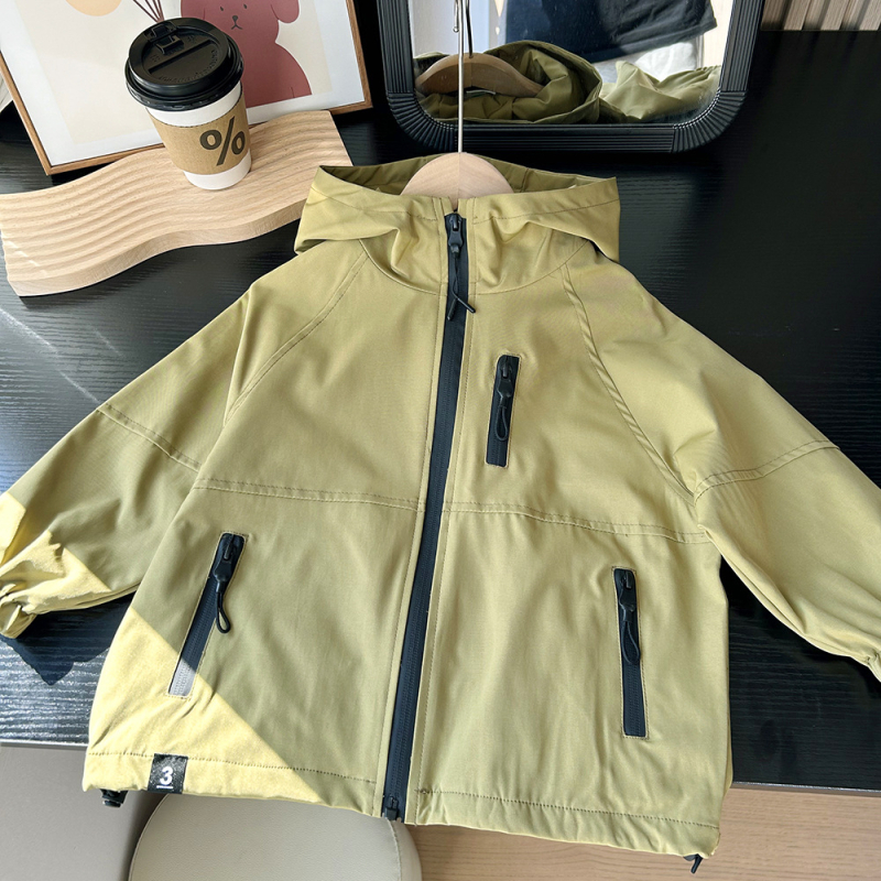 Jachetă pentru copii trei în unu, cu glugă, fermoar, mâneci lungi, guler rotund – primăvară