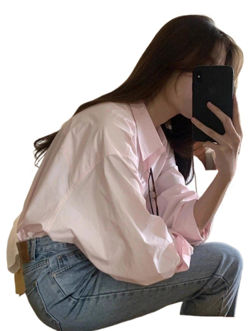 Poliester bluza s dugim rukavima, polo ovratnik, slobodan kroj, srednja duljina, elegantan stil