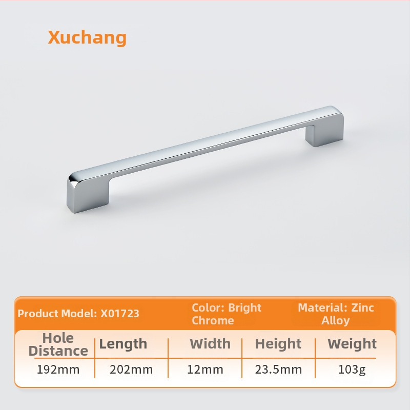 Handle de mobilier pentru dulapuri; stil european modern minimalist; aliaj de zinc; placare electrochimică; potrivit pentru dulap, dressing și dulap TV; model N06618+X01723.