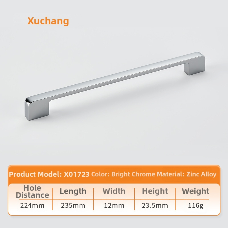 Handle de mobilier pentru dulapuri; stil european modern minimalist; aliaj de zinc; placare electrochimică; potrivit pentru dulap, dressing și dulap TV; model N06618+X01723.