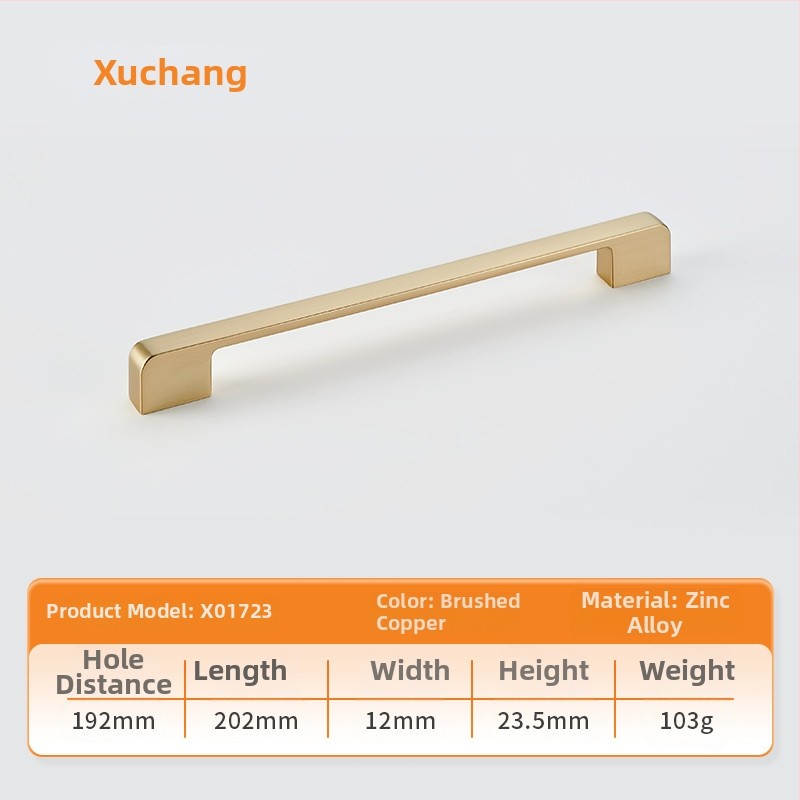 Handle de mobilier pentru dulapuri; stil european modern minimalist; aliaj de zinc; placare electrochimică; potrivit pentru dulap, dressing și dulap TV; model N06618+X01723.