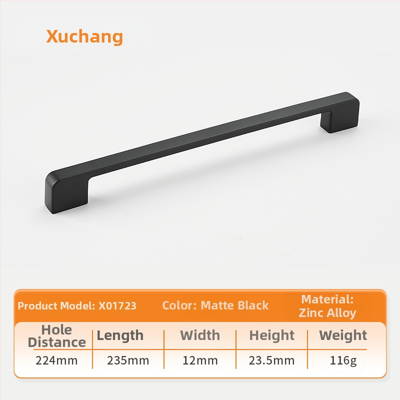 Handle de mobilier pentru dulapuri; stil european modern minimalist; aliaj de zinc; placare electrochimică; potrivit pentru dulap, dressing și dulap TV; model N06618+X01723.