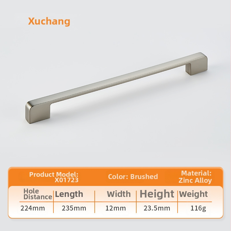 Handle de mobilier pentru dulapuri; stil european modern minimalist; aliaj de zinc; placare electrochimică; potrivit pentru dulap, dressing și dulap TV; model N06618+X01723.