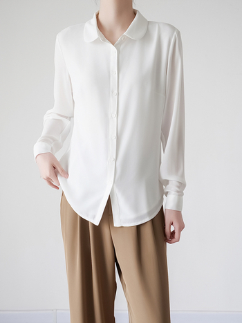 Košulja od šifona, poliester 95%+, dugi rukav, jednobojna