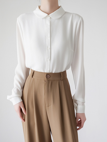 Košulja od šifona, poliester 95%+, dugi rukav, jednobojna