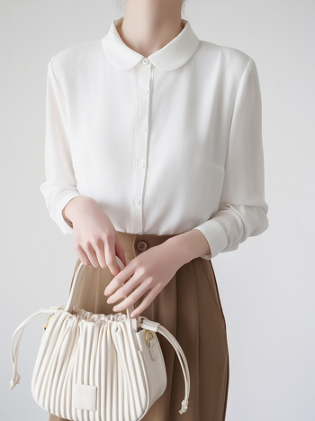 Košulja od šifona, poliester 95%+, dugi rukav, jednobojna