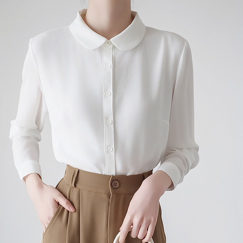 Košulja od šifona, poliester 95%+, dugi rukav, jednobojna