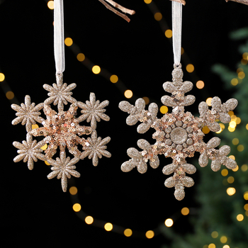 Ακρυλικά διακοσμητικά για χριστουγεννιάτικο δέντρο με μενταγιόν-χιονονιφάδα – κορεατικό στυλ, εκλεπτυσμένο, ελαφρύ πολυτελές